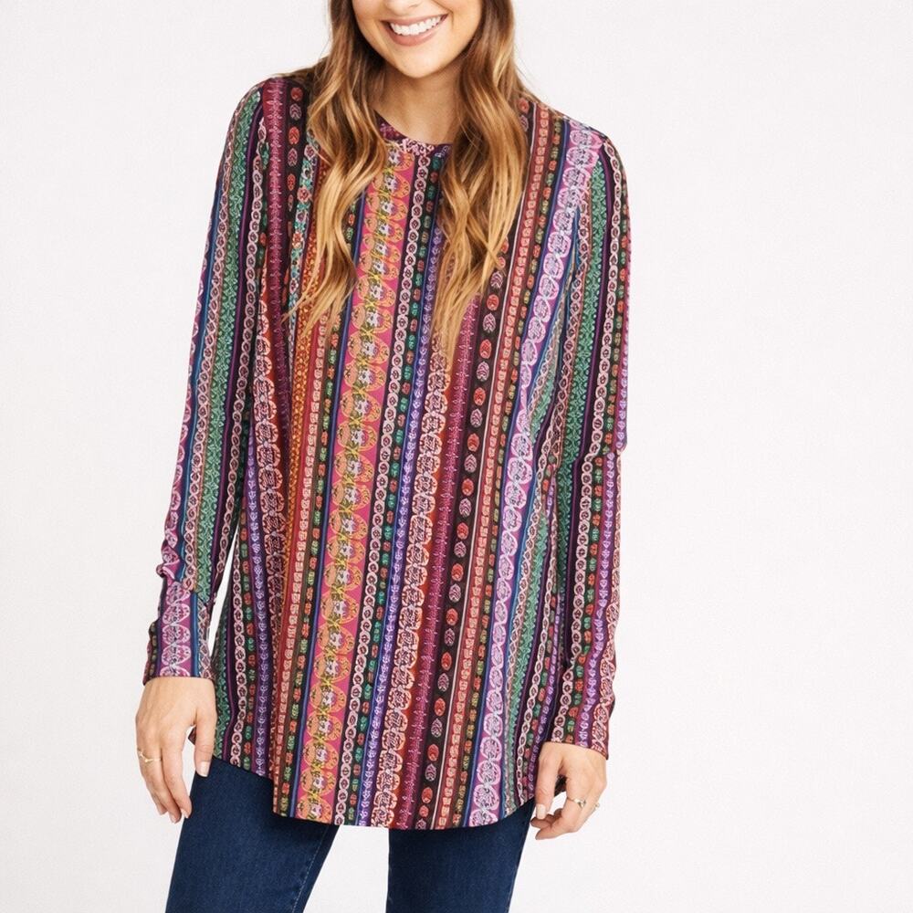 Show Me Your Mumu John Bell Tunic Top Boho Stripe Medium